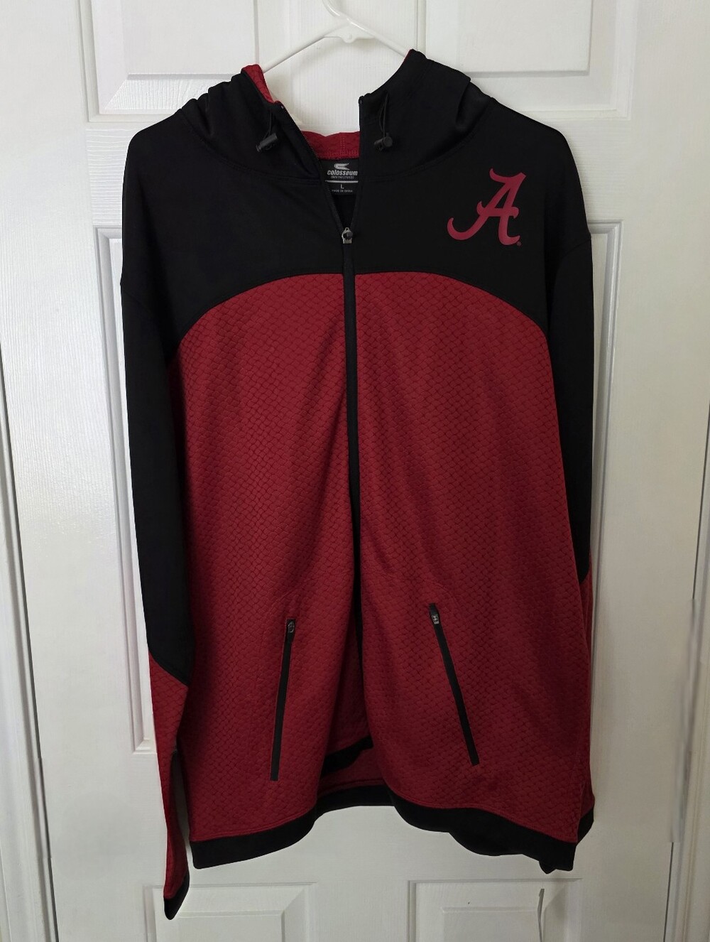 Mens Alabama Crimson Tide Black & Crimson Zip-Up Hoodie